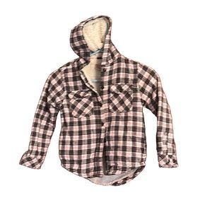 💜💜 BOSTON TRADERS Young Boys Fleece Lined Shirt Jacket Plaid Size S (7/8)